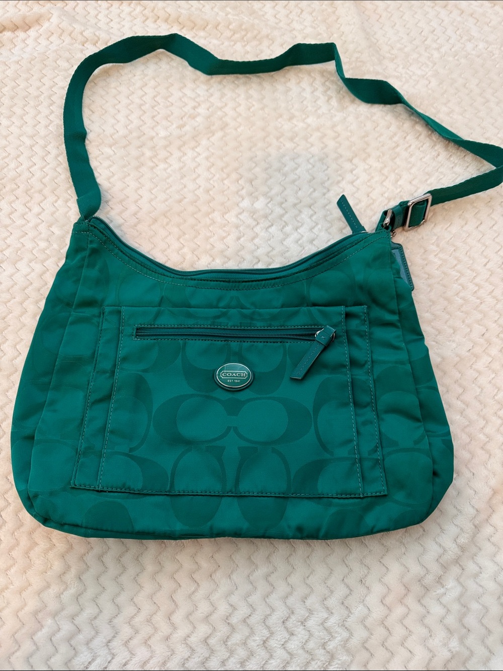 Coach Teal Signature Nylon Crossbody Bag